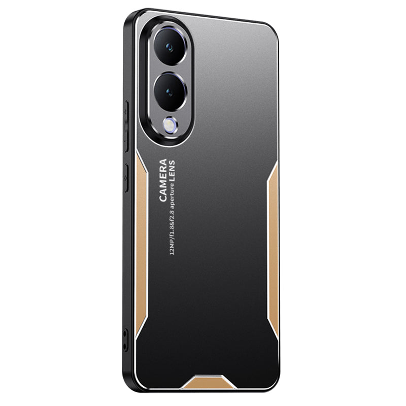 Aluminium Alloy+PC+TPU Cover for vivo Y17s 4G Phone Case Anti-drop Protection - Gold Aluminium Alloy+PC+TPU Cover for vivo Y17s 4G Phone Case Anti-drop Protection - Gold